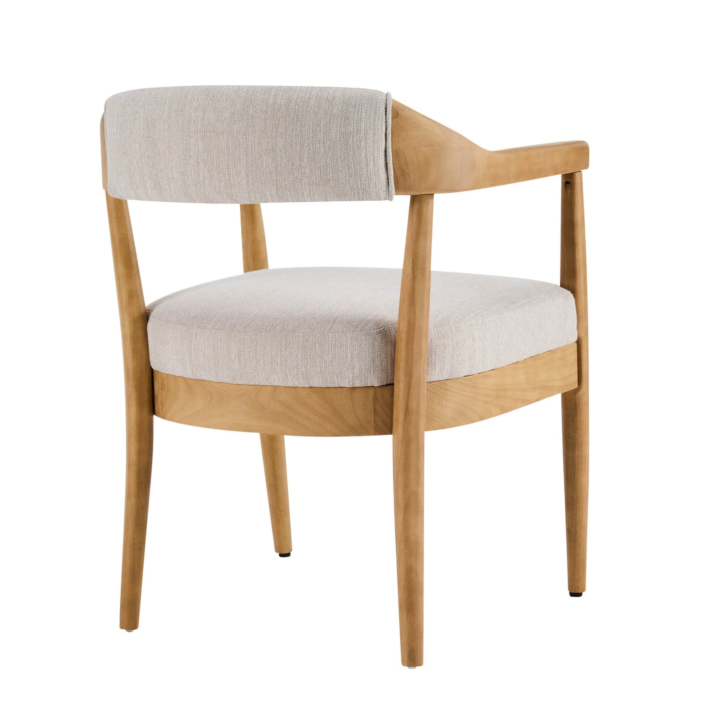 Wood Frame Upholstered Dining Chairs with Armrests (Set of 2) - Beige + Natural