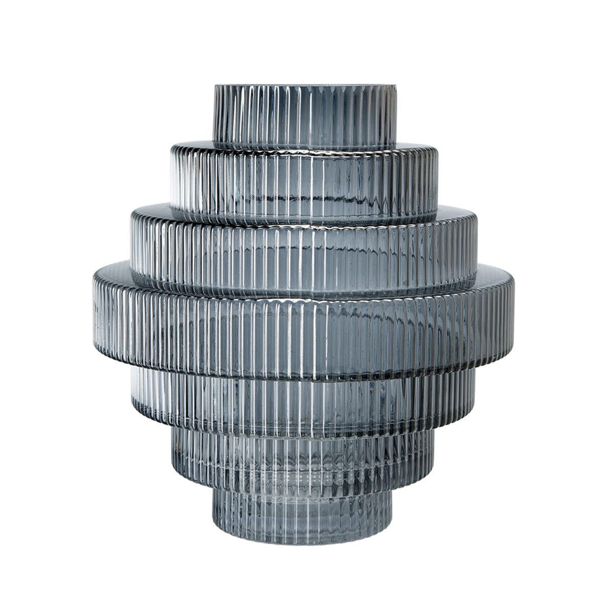 Multi-Tiered Geometric Vase with Smoked Glass Finish