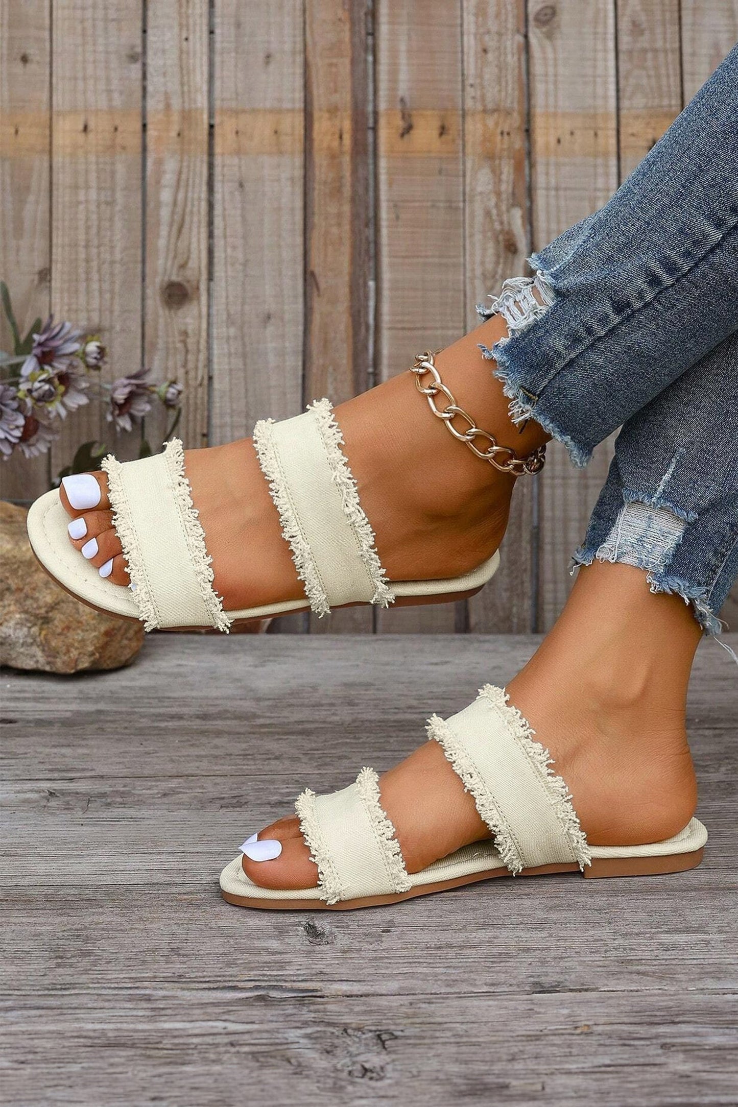 Alaiya Double Band Flat Slippers