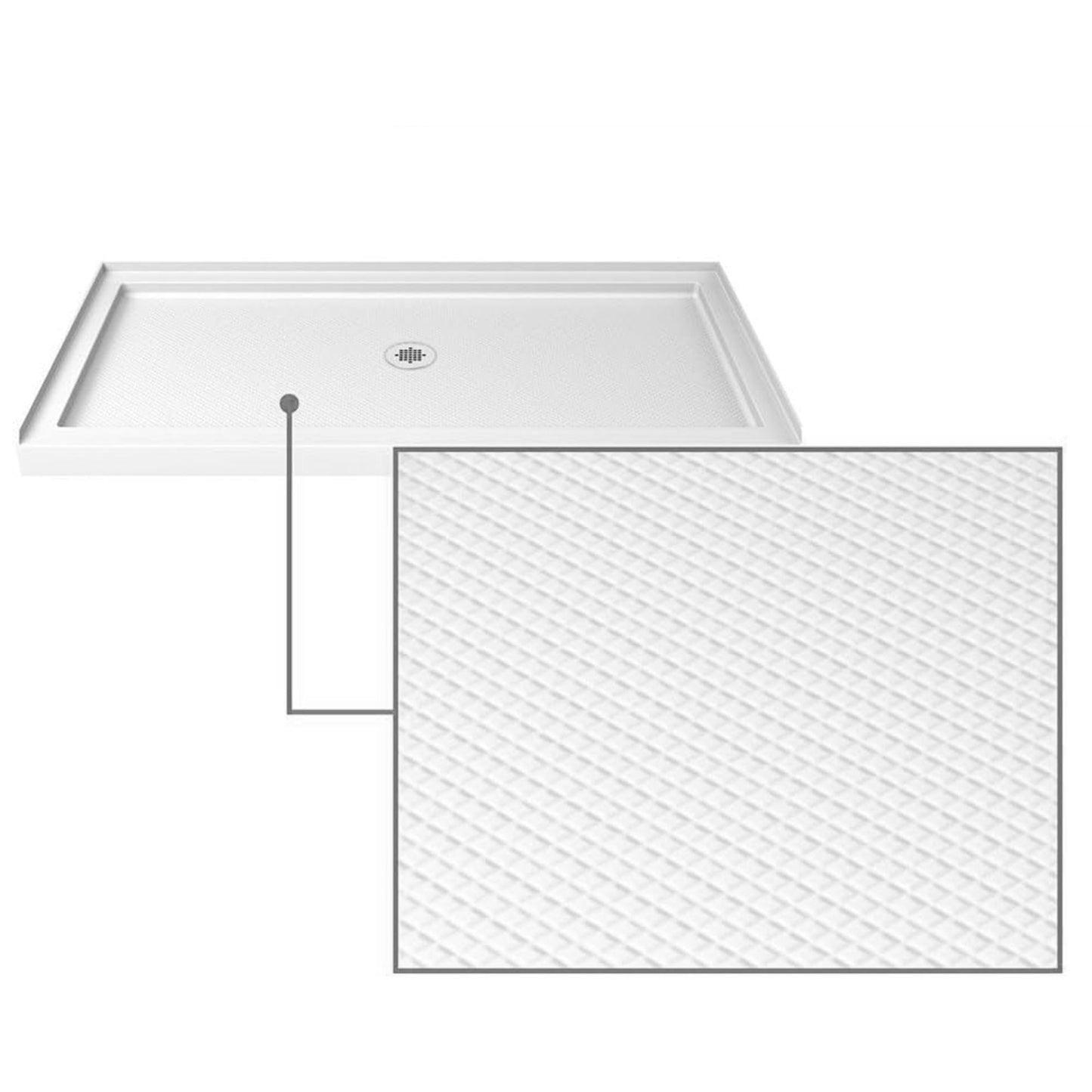 60" x 32" Shower Base, Central Drain Single Threshold
