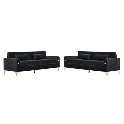 Black Velvet 2-Piece Sofa Set