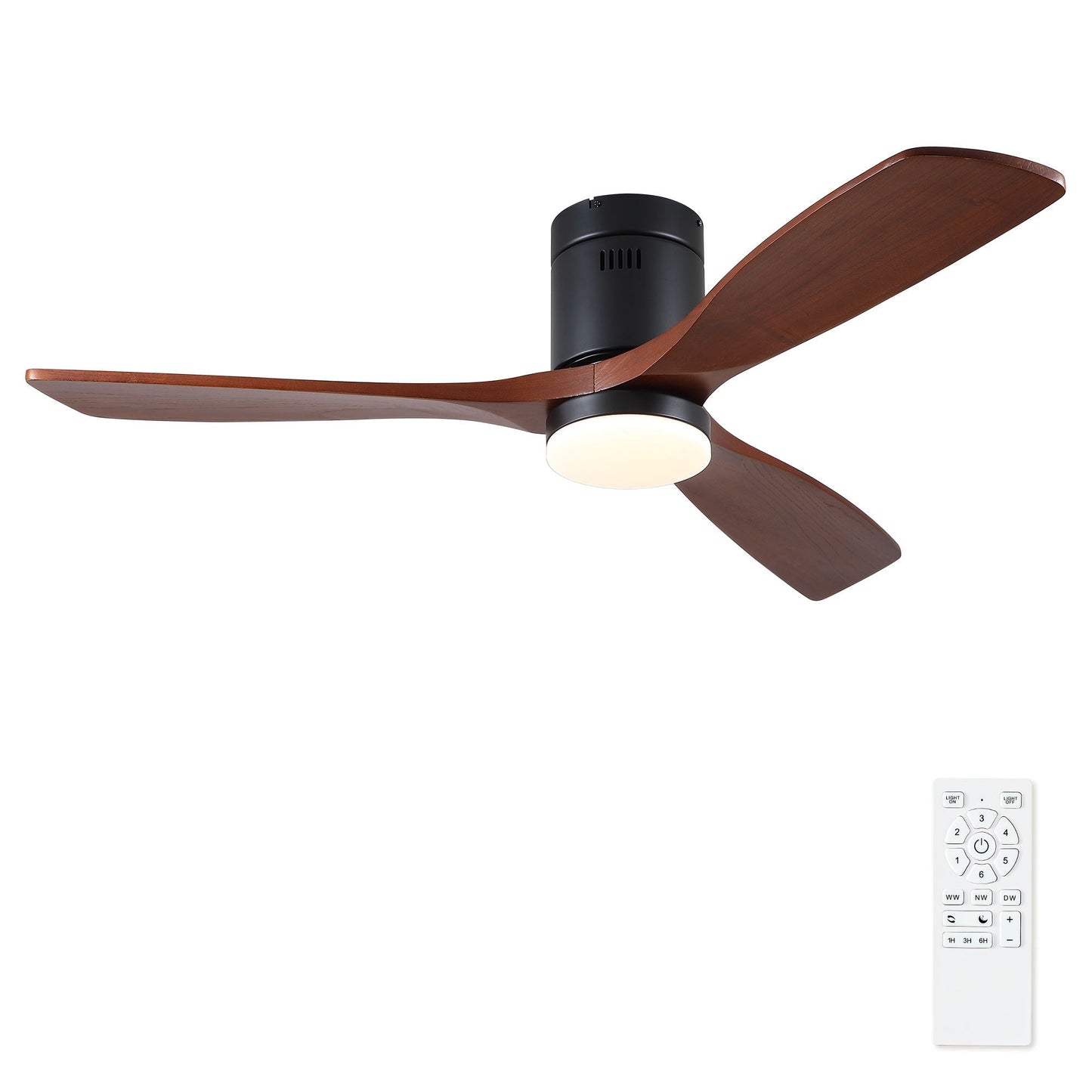 Low Profile Flush Mount Intergrated LED Ceiling Fan With Light And Silent Reversible Motor