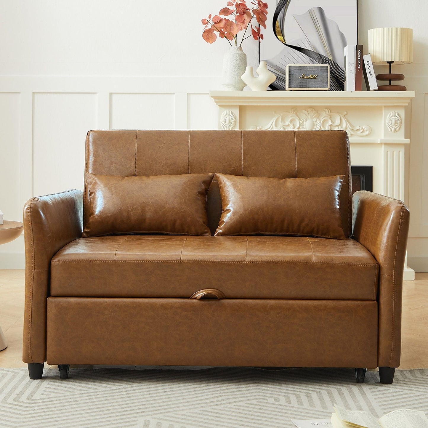 Convertible Sleeper Sofa Bed With 3 USB Ports