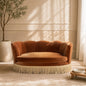 Clara 34.5" Scalloped Pet Sofa Bed, Medium, Burnt