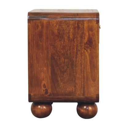 Open Woven Bedside Table, 1 Drawer - Chestnut