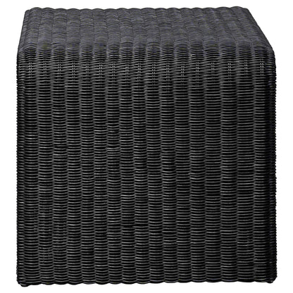 Cahya Woven Rattan Square End Table Black