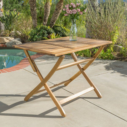 Blissique Outdoor Foldable Wood Dining Table With Slat Design