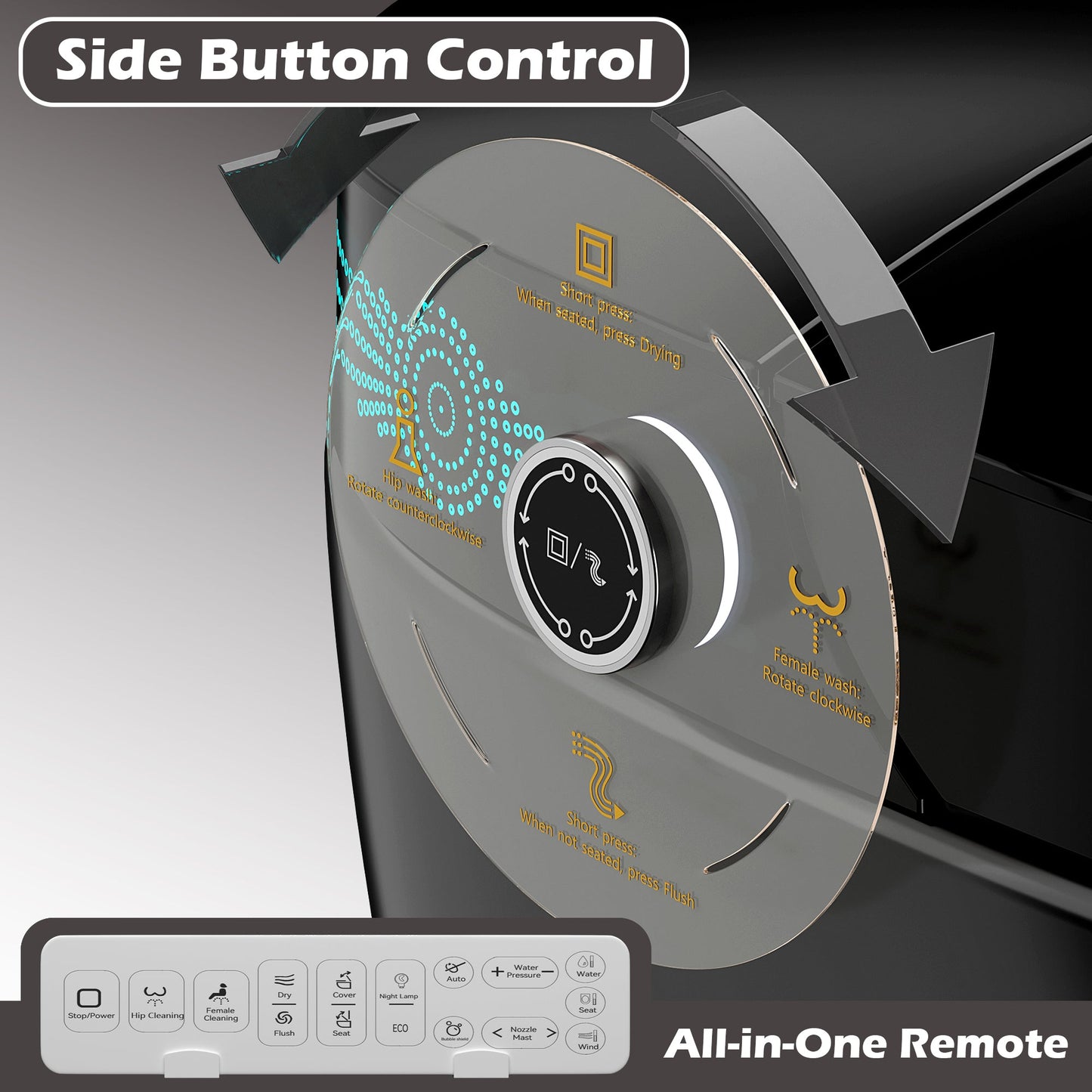 Smart Toilet with Bidet Built-in, Heated Seat, Warm Water & Remote Control