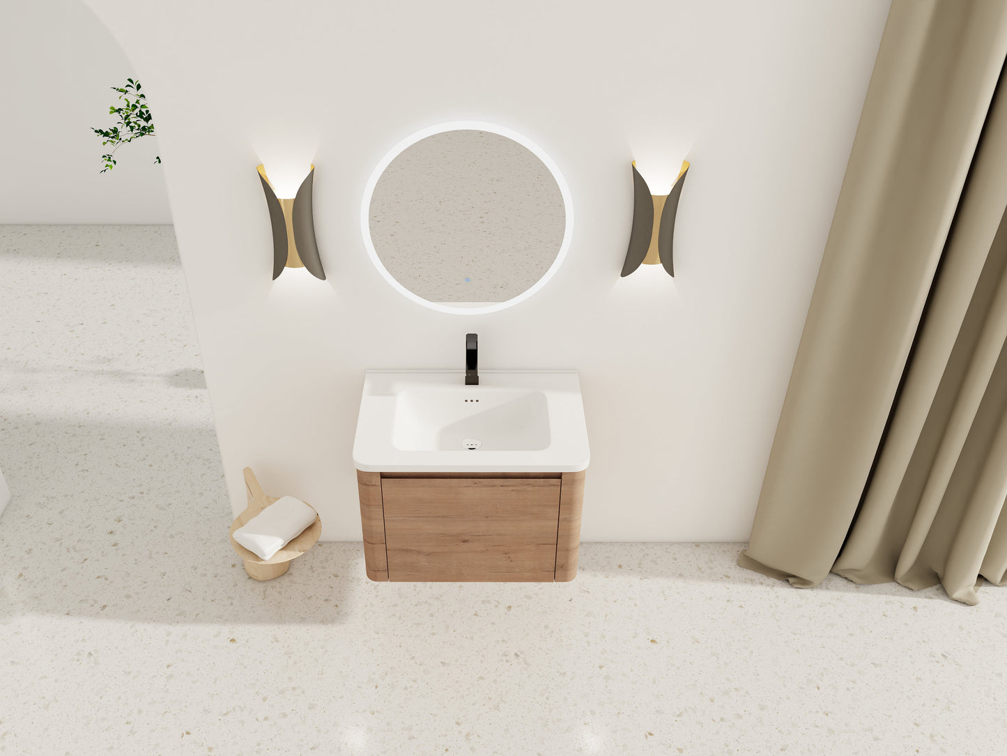 28'' Wall-Mounted Bathroom Vanity with Ceramic Sink