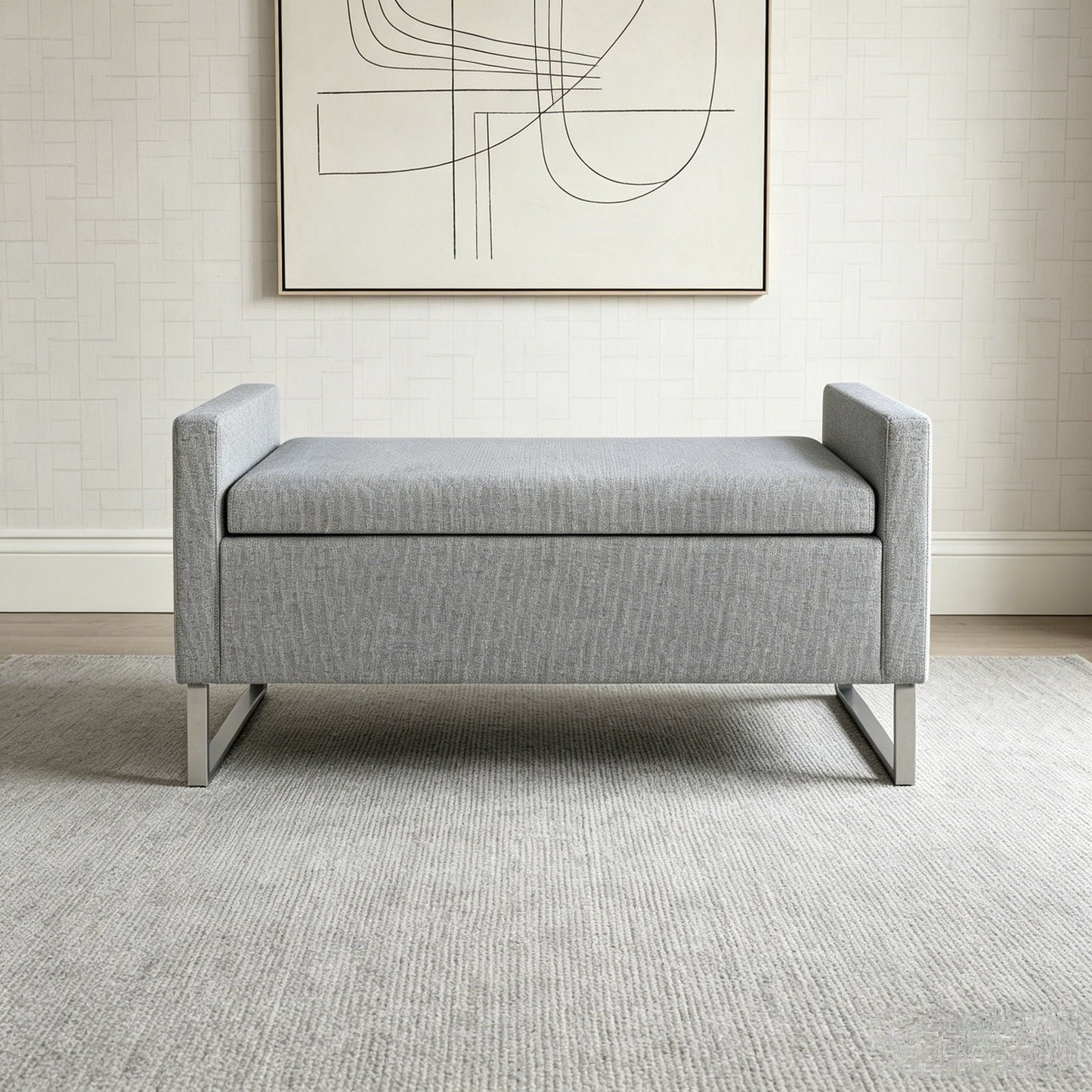 Upholstered Ottoman Bench With Storage - Dark Gray