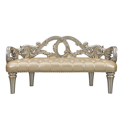 Danae - Bench - Champagne Synthetic Leather & Gold