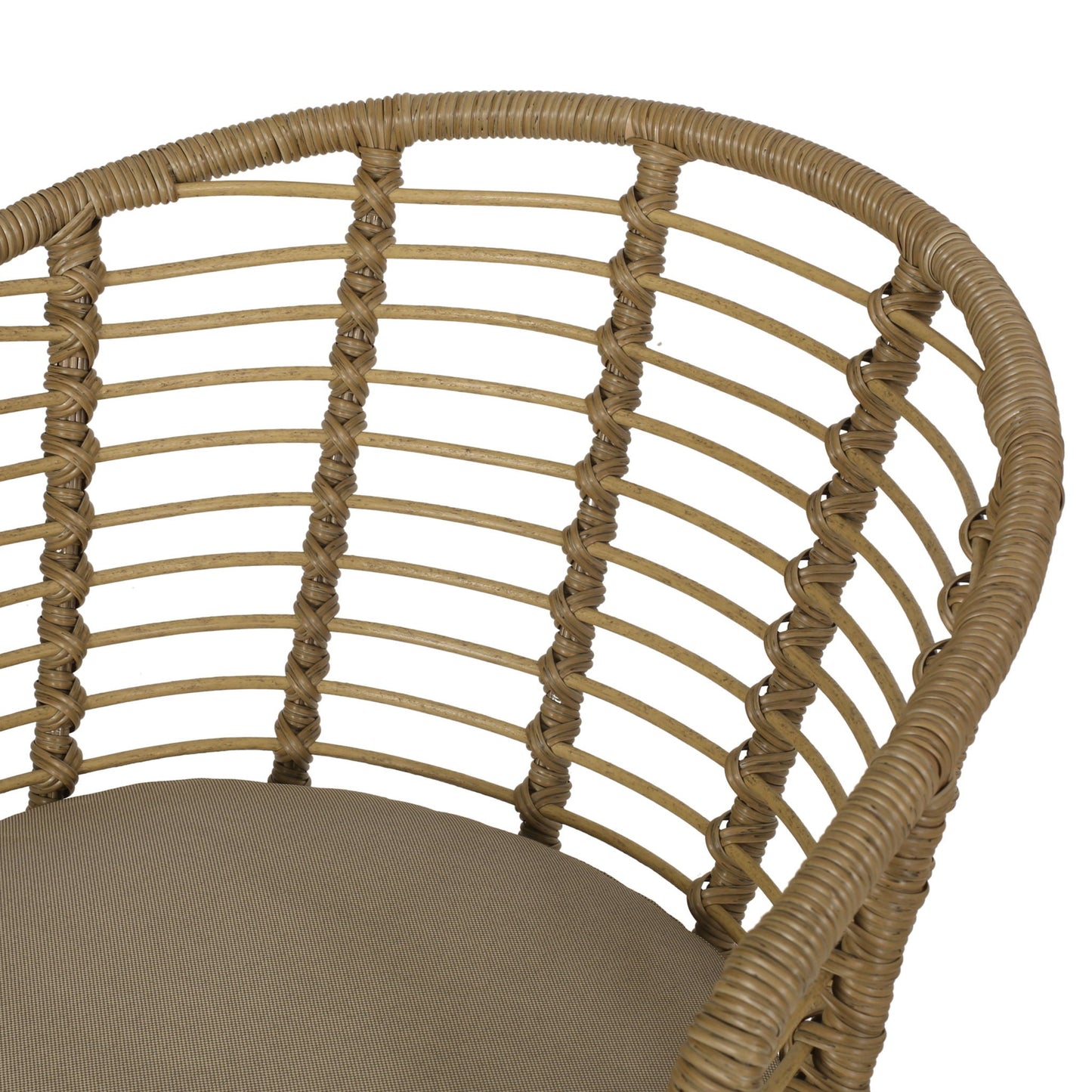 Randy Modern Wicker Chair with Water Resistant Cushions - Brown / Beige