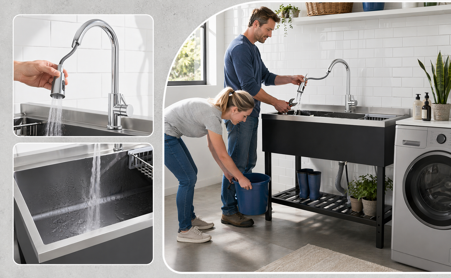 Stainless Steel Utility Sink, Freestanding Sink