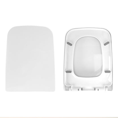Square Toilet Seat with Grip-Tight Seat Bumpers Heavy-Duty Quiet-Close Quick-Release Easy Cleaning White UK