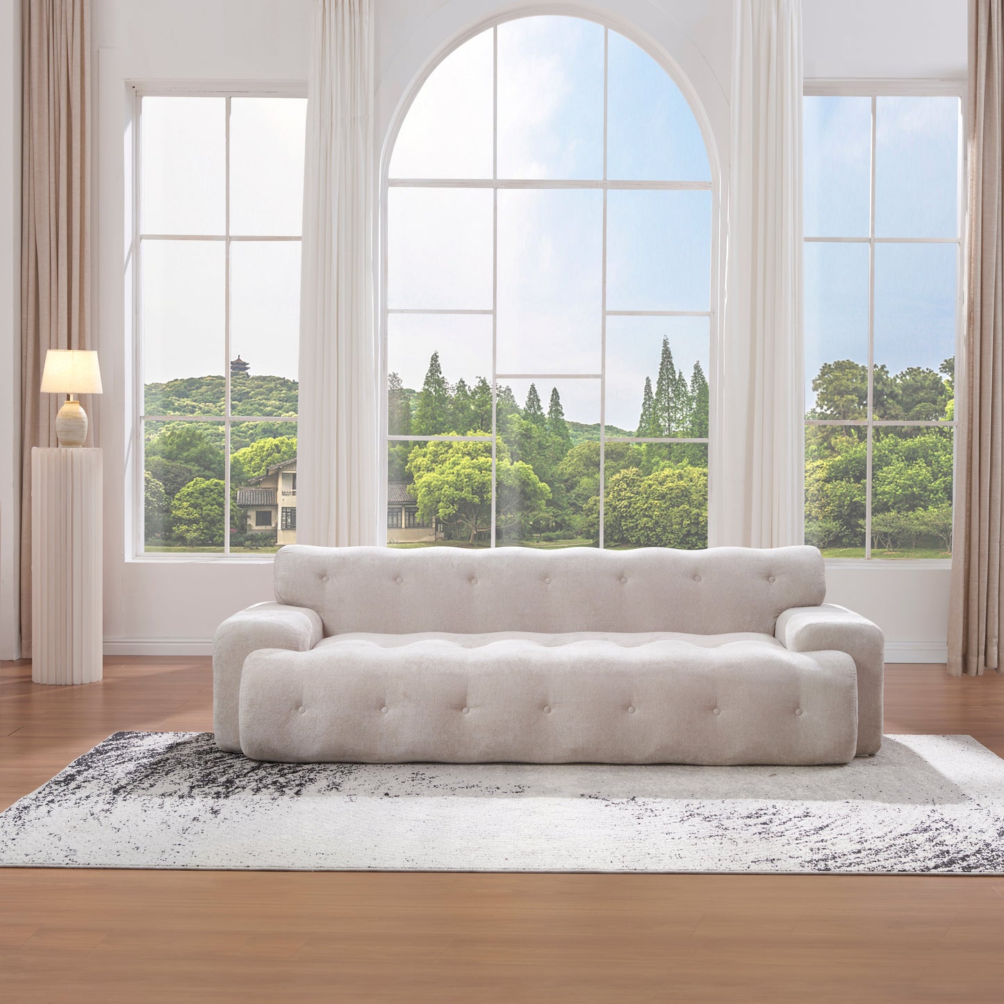 88 in. Cloud 3 Seater Chenille Sofa with Button Tufted Upholstered Couch