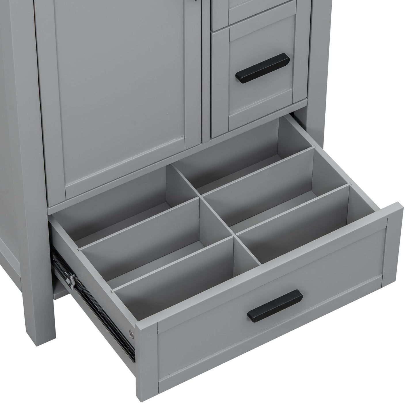 Bathroom Vanity With Sink, Soft Close Door, Double Layer Door Shelf And 3 Drawers - Gray