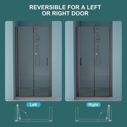 Fold Frameless Shower Door With Tempered Glass