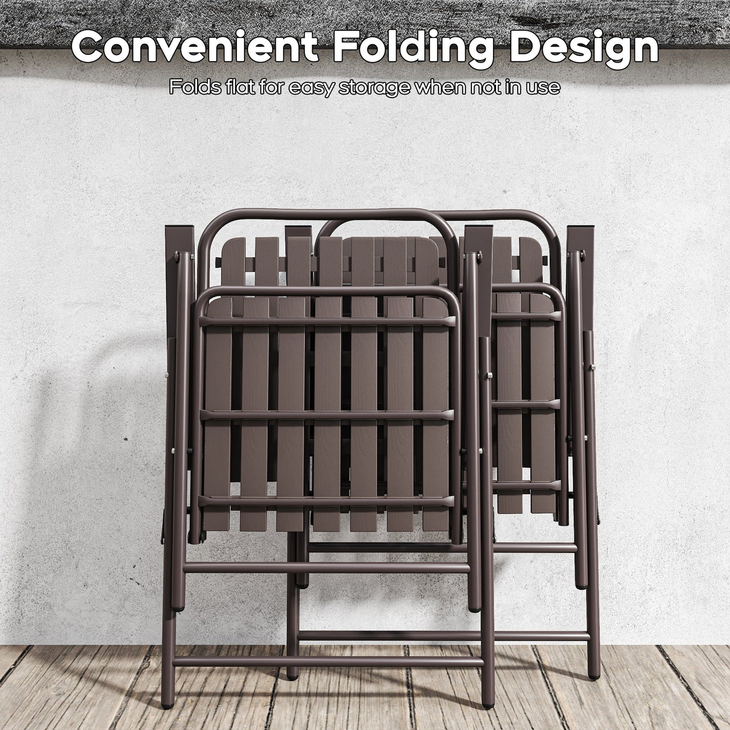 Brown 2-Piece Folding Chair, No Assembly Required