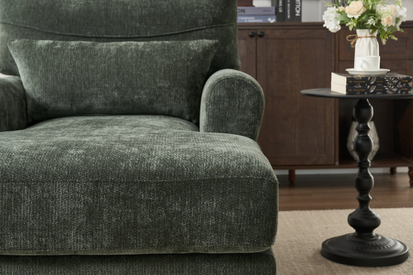 Modern Chaise Lounge Upholstered Sofa Recliner Chair in Green