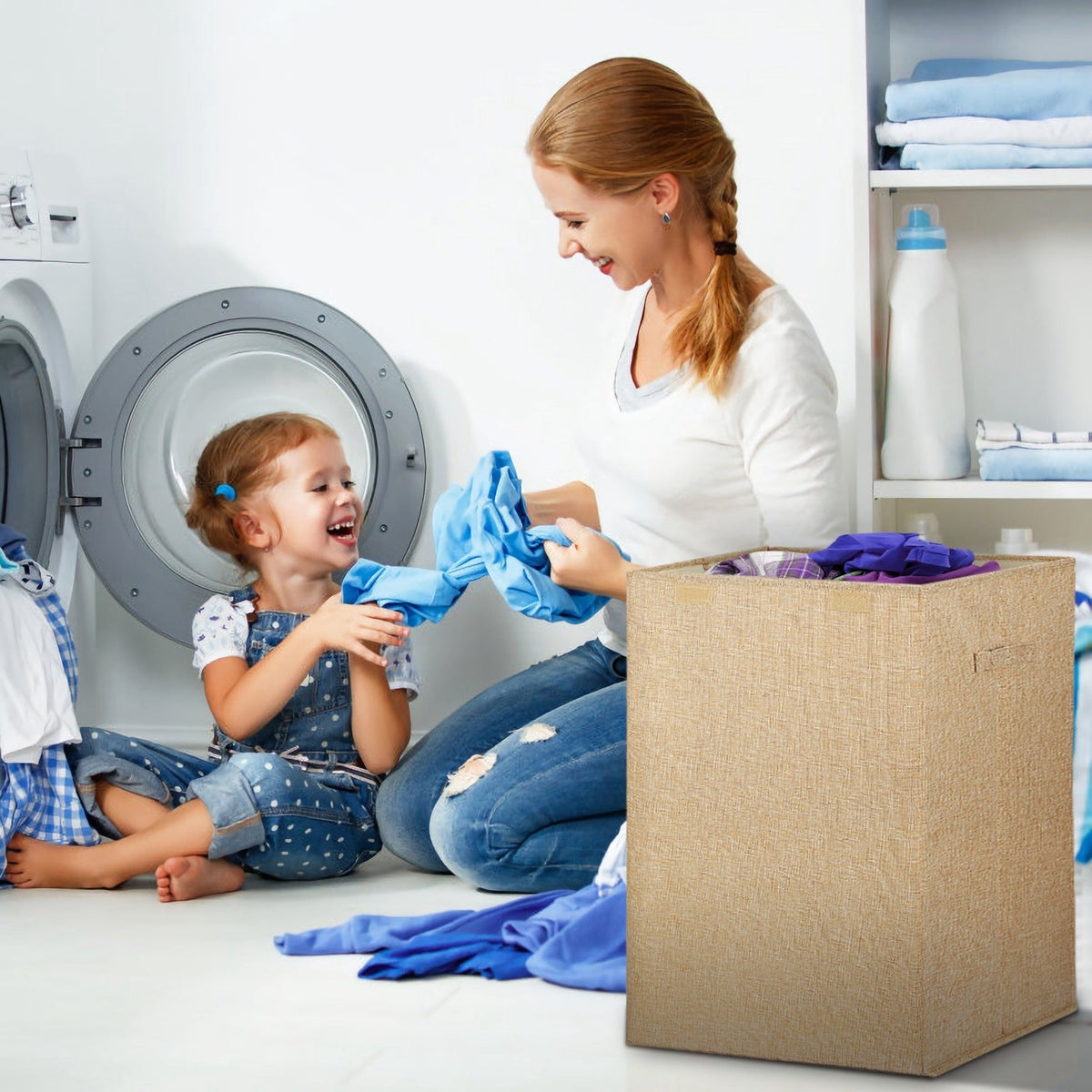 Foldable Laundry Hampers Washing Clothes Laundry Basket w/ Lid Handles Storage Organizer
