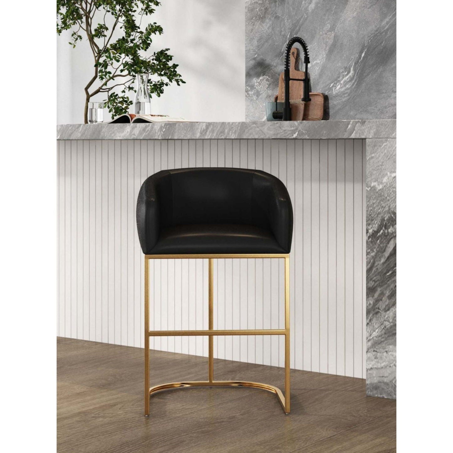 Mid-Century Modern Stool With Steel Base