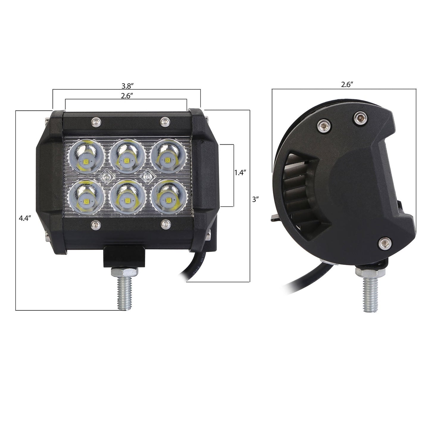 4 PCS 4Ó 18W Dual Row LED Waterproof Spot Light Pod Cube Light