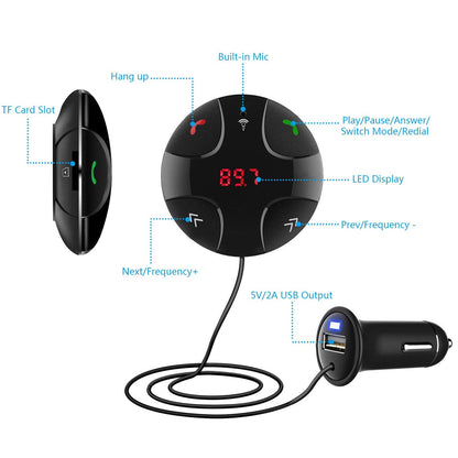 Wireless FM Transmitter wireless 4.2 Car Kit Fast USB Charge Hands-free Call MP3 Player TF Card LED Display for Car Audio System