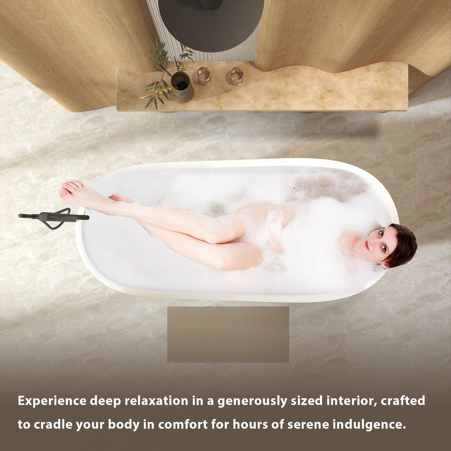 Special-Shaped Freestanding Slipper Bathtub, Overflow & Pop Up Drain