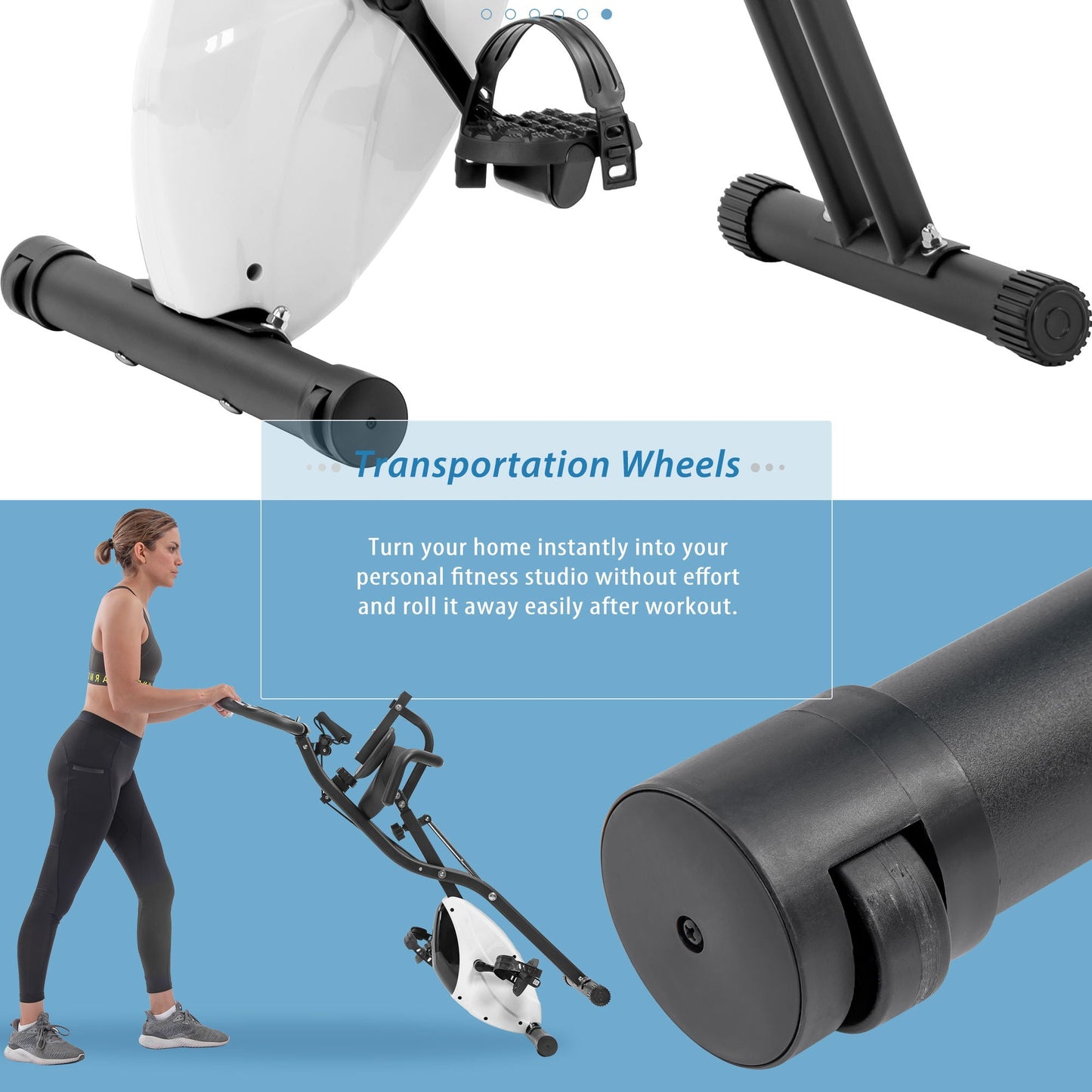 Exercise Bike Folding Stationary Bikes For Home With 16 Level Magnetic Resistance