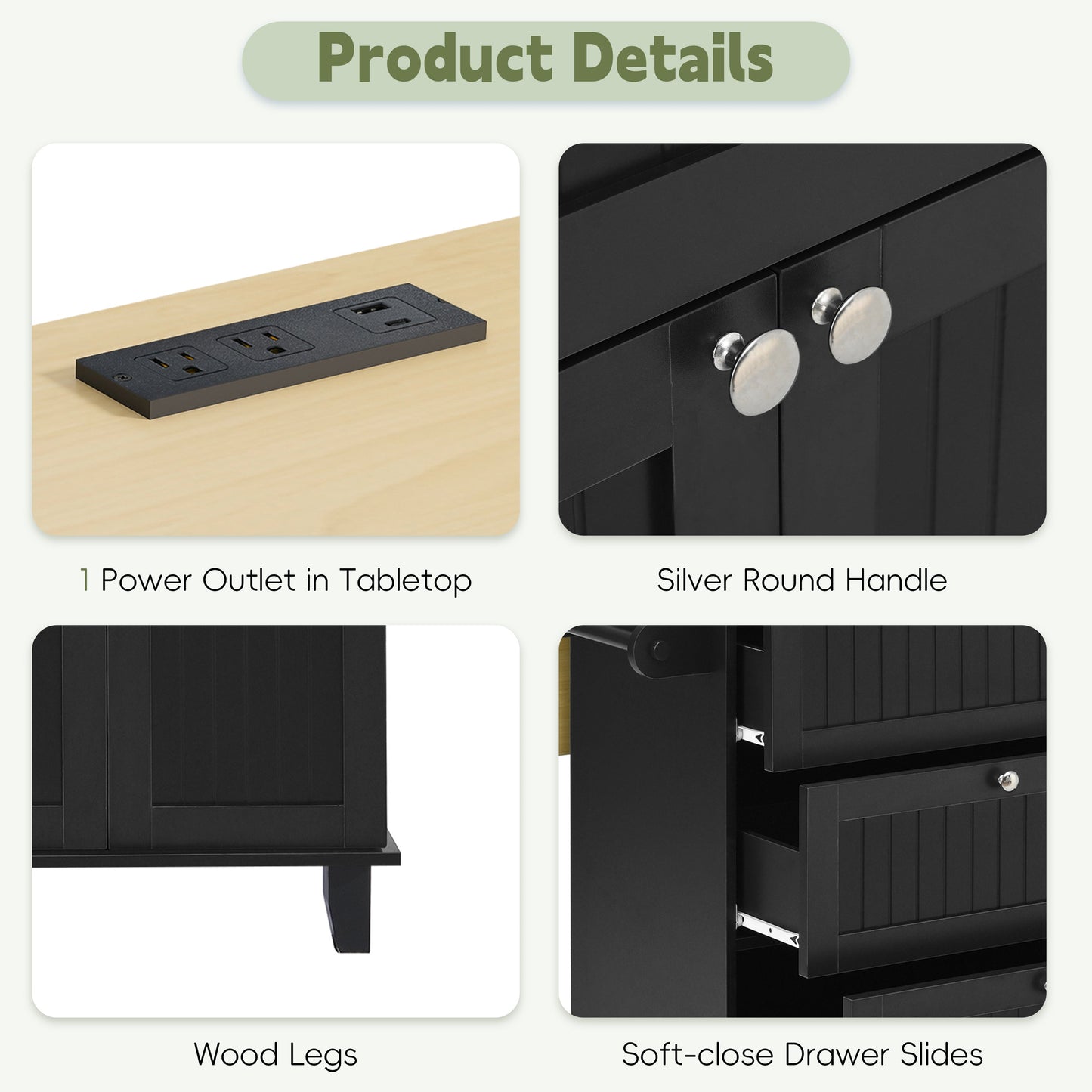 TOPMAX Farmhouse Kitchen Island with Drop Leaf and 2 Seatings