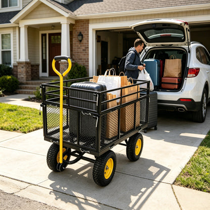 Wagon Cart Garden Cart Trucks Make It Easier To Transport Firewood Yellow+Black