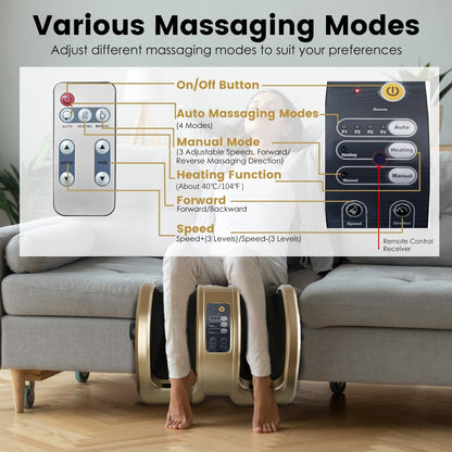 Shiatsu Foot Massager – Heating, Kneading, Auto Timer, 350° Rotating Base