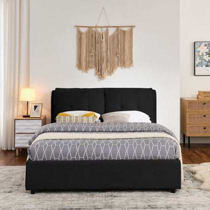 Storage Upholstered Hydraulic Platform Bed With Integrated Headboard
