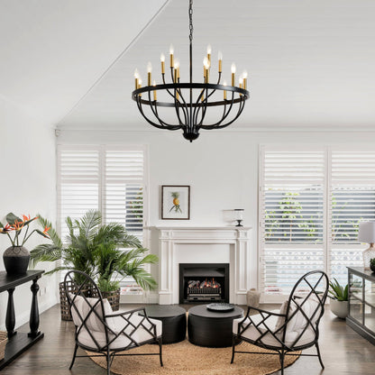 18-Light Industrial Iron Candle Chandelier