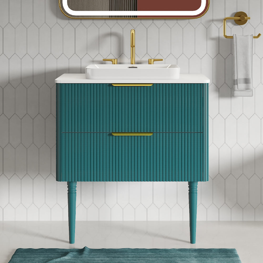 Elena Striped Aquamarine Bathroom Vanity Without Sink