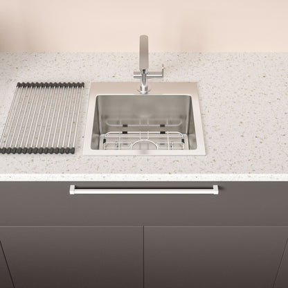 Premium Laundry Drop In Utility Sink 16 Gauge Stainless Steel, Topmount