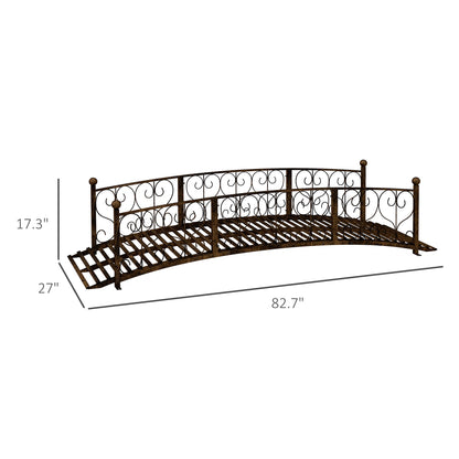 Outsunny 7' Metal Arch Garden Bridge with Safety Siderails