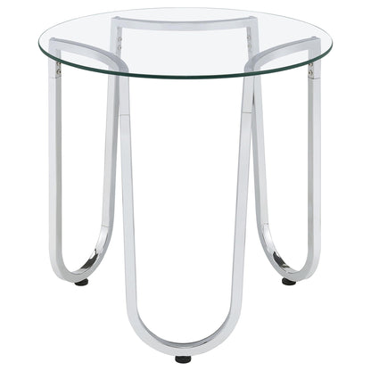 Beller 2-piece Round Tempered Glass Top Coffee Table Set Chrome