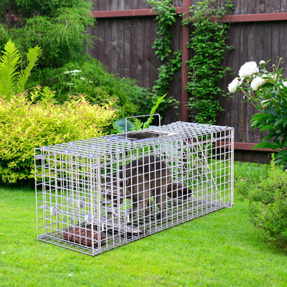 1Pc 25.59Inch Live Humane Animal Trap For Spring Summer Cage Heavy Duty Folding Catch And Release Rodent Cage For Rabbit Squirrel Possum Skunk Kitten Raccoon And More