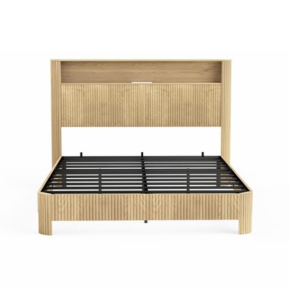 Queen Size Bed Frame With Storage Headboard