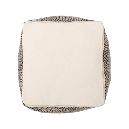 Barracuda - Handcrafted Cotton Pouf With Chevron Pattern - Brown / Beige
