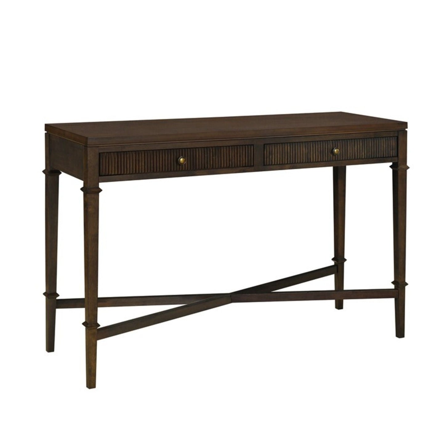 Fluted 2 Drawer Storage Console Table - Brown