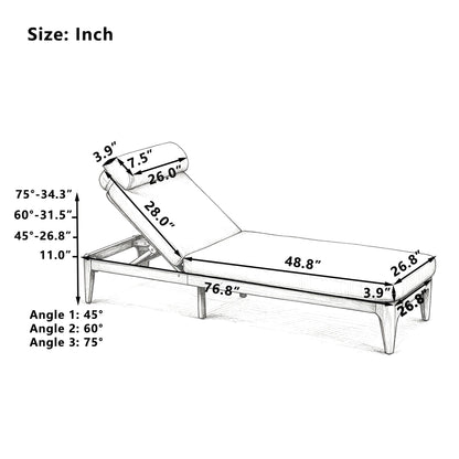 TOPMAX Acacia Wood Chaise Lounge