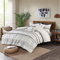 Cotton Printed Comforter Set with Trims Black/White Full/Queen