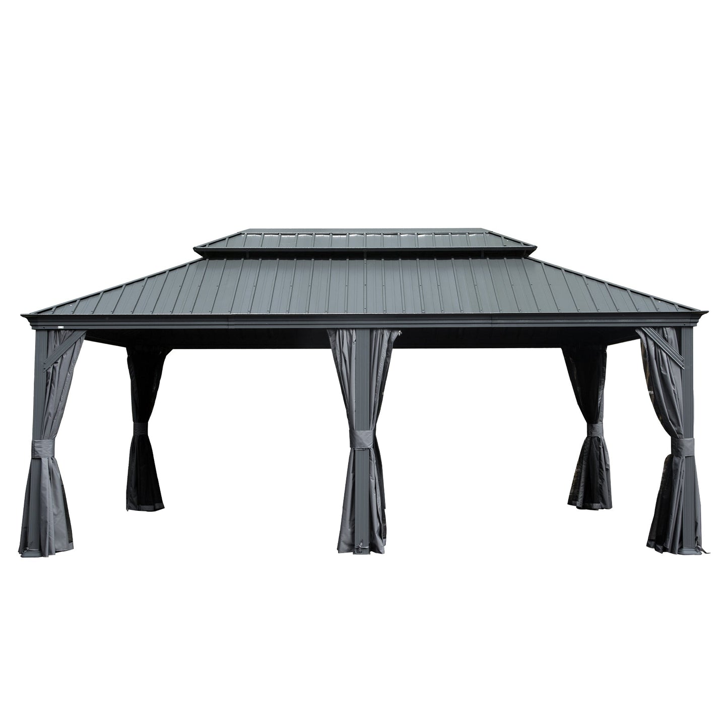 12' x 18' Hardtop Metal Gazebo with Double Roof Canopy