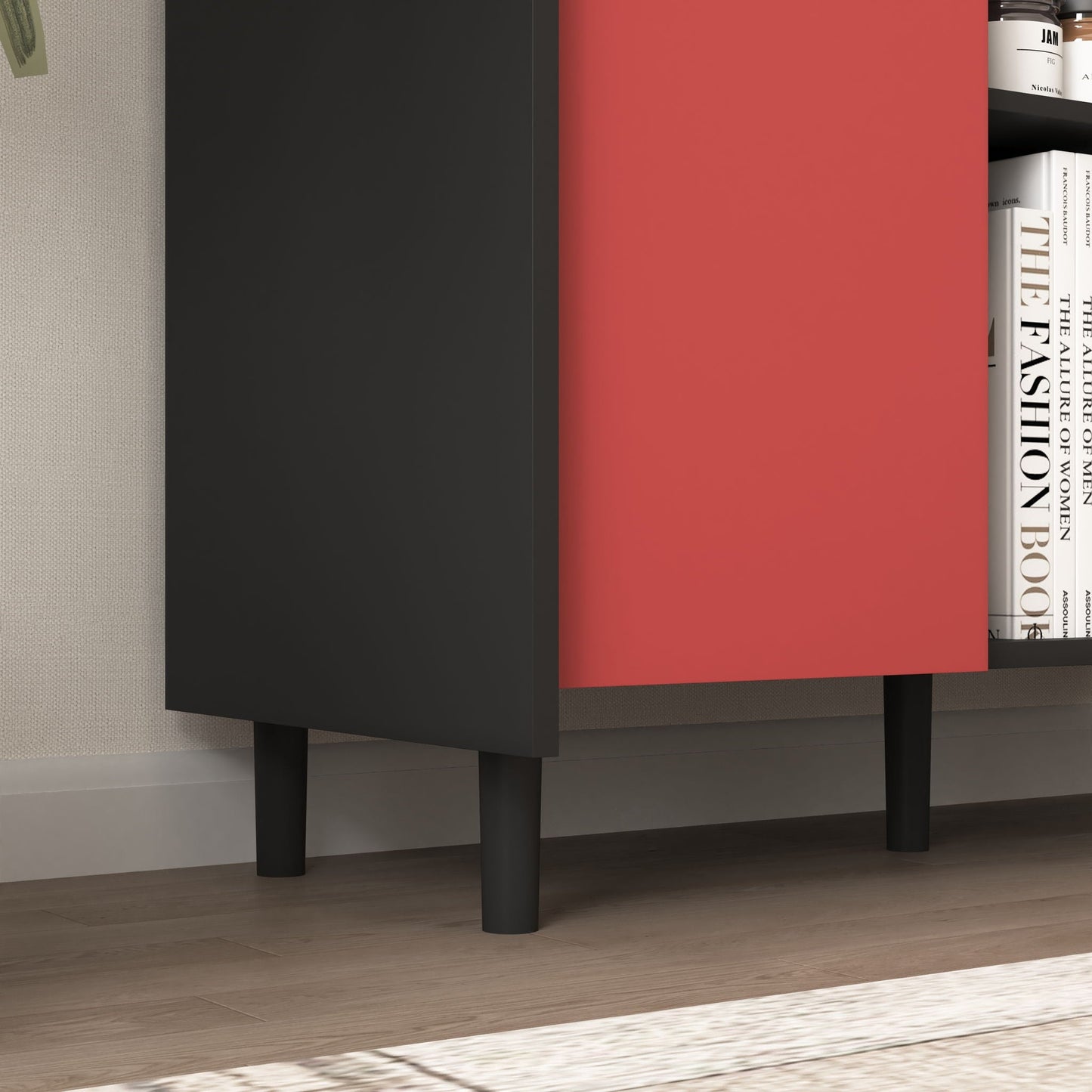 Modern Sideboard Buffet Cabinet With Doors And Unique Panel Styling