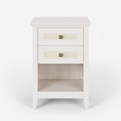Nightstand With 2 Drawers & Shelf - White