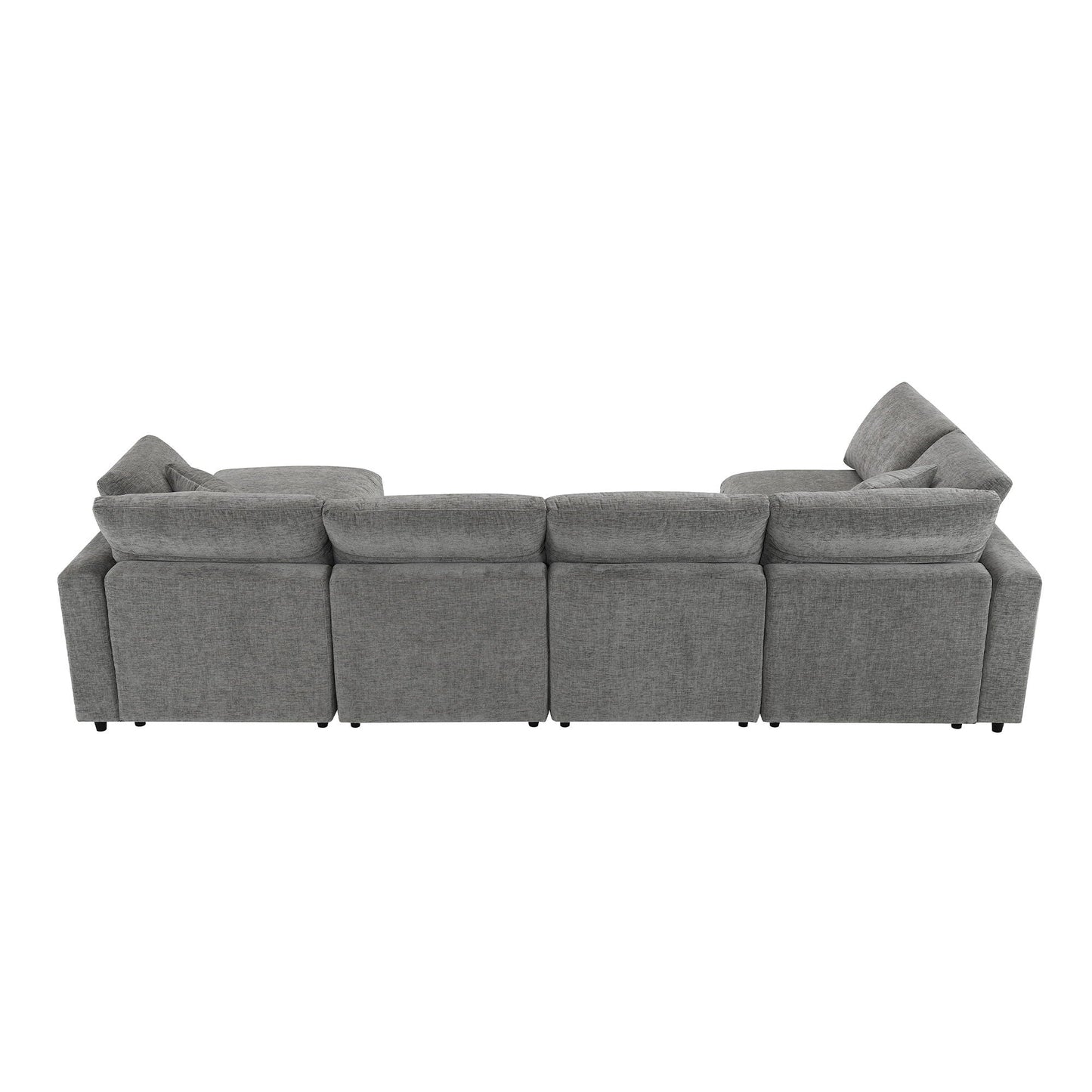 Modern Modular Cloud Sofa Bed, 6 Seat Sectional Couch Set With Ottoman, Free Combination, Convertible U Shaped Sleeper Sofa For Living Room