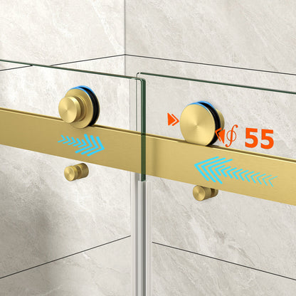 55"-60" W x 76" H Brushed Frameless Shower Door