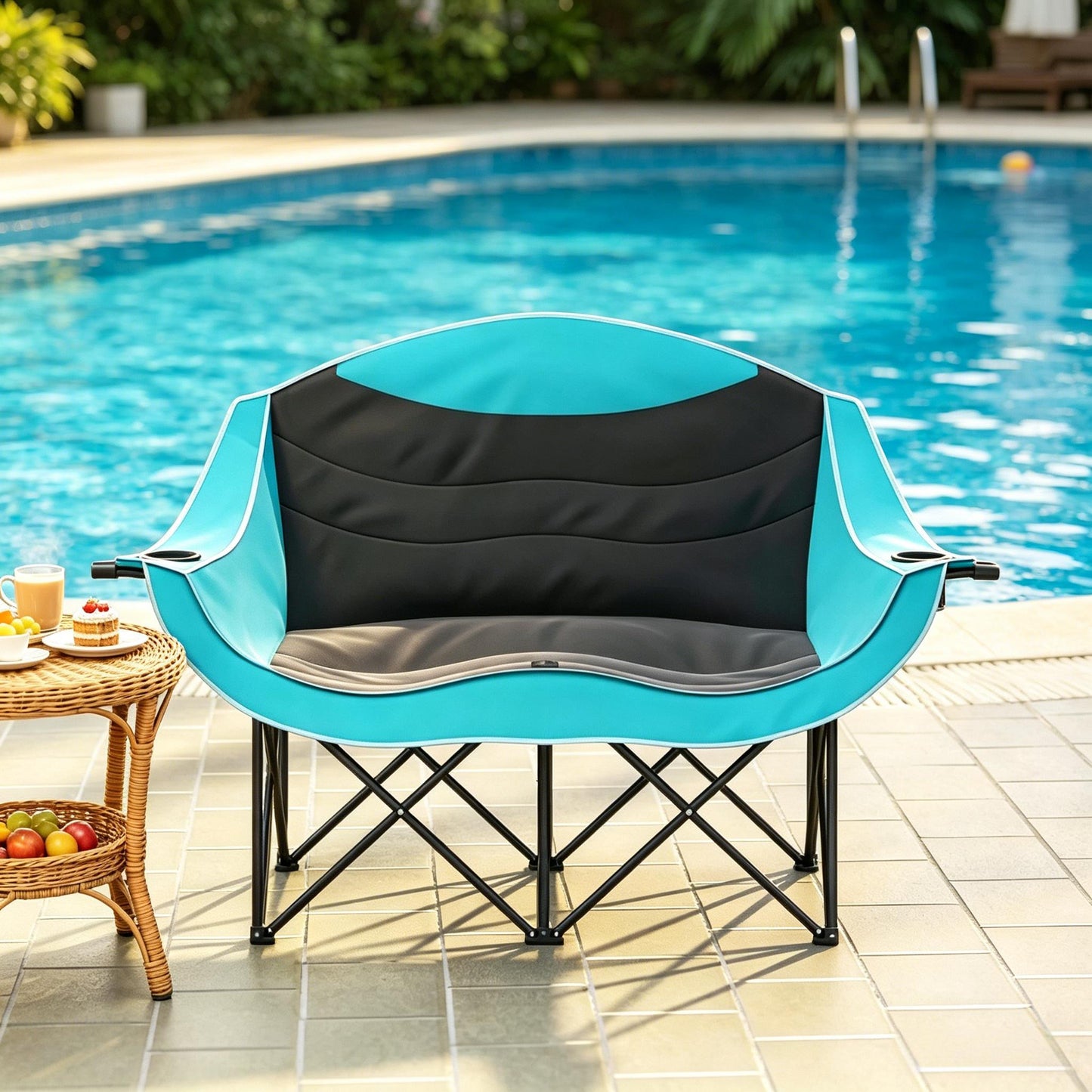 Foldable Outdoor Chair, Camping Chair, Outdoor Loveseat, Portable Hiking Chair